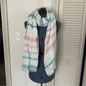 Aerie Lightweight pastel pink, green and white scarf